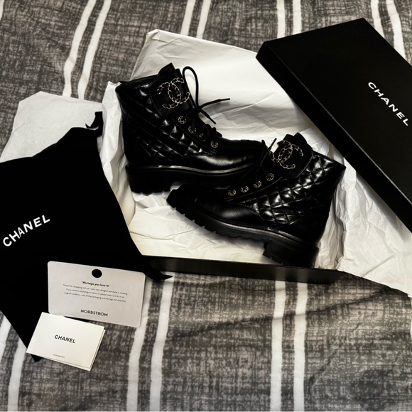 Authentic Chanel Brave Boot 37 Black Calfskin Leather - Picture 2 of 11